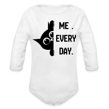 me every day - Organic Long Sleeve Baby Bodysuit - white - Front