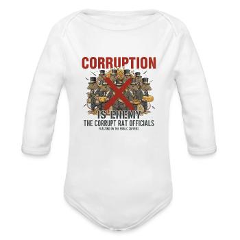 Corruption Rat Officials Satire - Organic Long Sleeve Baby Bodysuit - white - Front