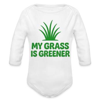 My grass is greener - Organic Long Sleeve Baby Bodysuit - white - Front