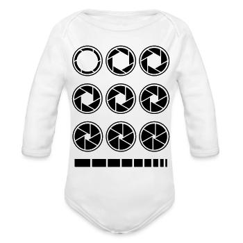 Aperture Shutter Speed Exposure Value - Organic Long Sleeve Baby Bodysuit - white - Front