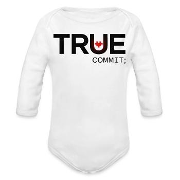 Software Engineer True Commit - Organic Long Sleeve Baby Bodysuit - white - Front