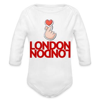 London - Organic Long Sleeve Baby Bodysuit - white - Front