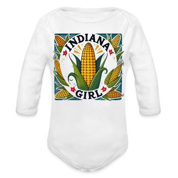 Indiana Girl Corn Circle - Organic Long Sleeve Baby Bodysuit - white - Front