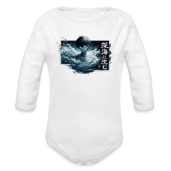 Deep Sea Echo Submerged Night - Organic Long Sleeve Baby Bodysuit - white - Front