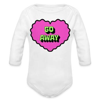 Go Away - Organic Long Sleeve Baby Bodysuit - white - Front