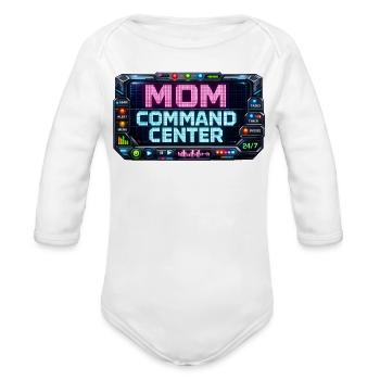 Mod Command Center Neon Console - Organic Long Sleeve Baby Bodysuit - white - Front