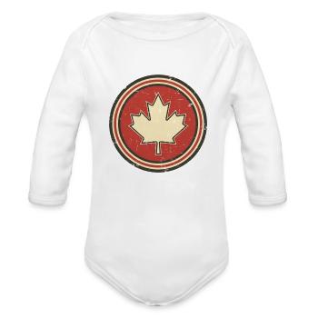 Vintage Maple Crest Badge - Organic Long Sleeve Baby Bodysuit - white - Front