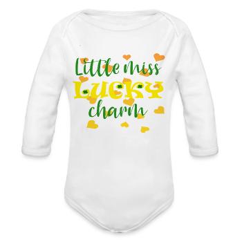 Little Miss Lucky Charm - Organic Long Sleeve Baby Bodysuit - white - Front