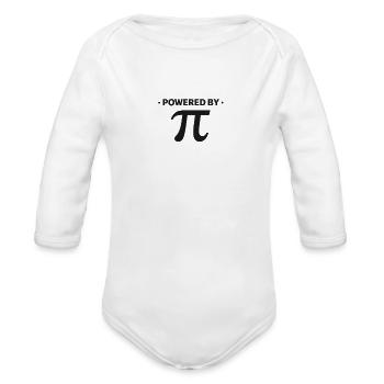 Powered by Pi Minimalist Math Geek Stem - Organic Long Sleeve Baby Bodysuit - white - Front