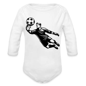 Soccer Goalkeeper Making A Brilliant Save - Organic Long Sleeve Baby Bodysuit - white - Front