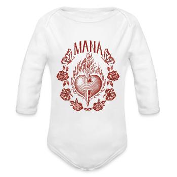 Mana Heart Dagger Rose Emblem - Organic Long Sleeve Baby Bodysuit - white - Front