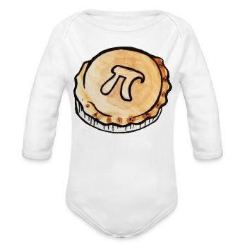 Pi Pie Watercolor Slice Design - Organic Long Sleeve Baby Bodysuit - white - Front