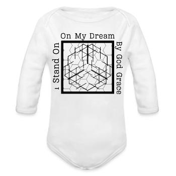 On My Dream Fractal Web - Organic Long Sleeve Baby Bodysuit - white - Front