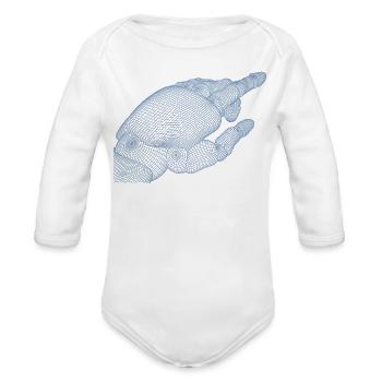 Geometric Hand Silhouette with Fractals - Organic Long Sleeve Baby Bodysuit - white - Front