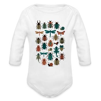  Modern Insect Art T-Shirt - Nature’s Tiny Wonders - Organic Long Sleeve Baby Bodysuit - white - Front