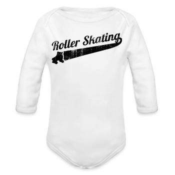 Roller Skating - Organic Long Sleeve Baby Bodysuit - white - Front