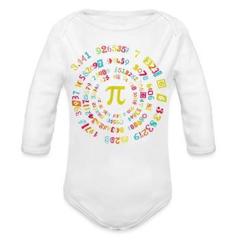 Pi Spiral Color Burst - Organic Long Sleeve Baby Bodysuit - white - Front