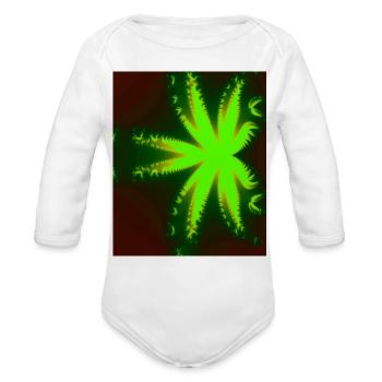 Neon Fractal Burst - Organic Long Sleeve Baby Bodysuit - white - Front