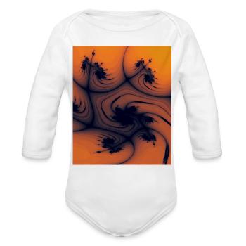 Fractal Flame Swirl - Organic Long Sleeve Baby Bodysuit - white - Front