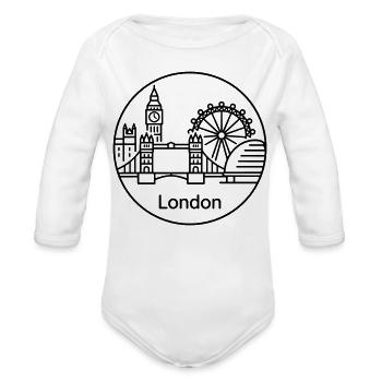 london - Organic Long Sleeve Baby Bodysuit - white - Front