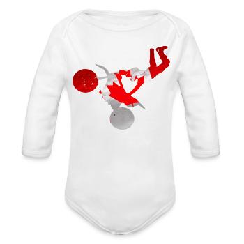 Canada Maple Pulse Abstract Ribbon - Organic Long Sleeve Baby Bodysuit - white - Front