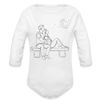 Moonlit Bench Romance - Organic Long Sleeve Baby Bodysuit - white - Front