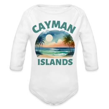 Cayman Islands Sunset Beach - Organic Long Sleeve Baby Bodysuit - white - Front