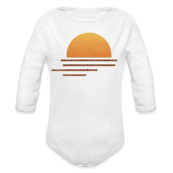 Rustic Sunset on Wooden Strips - Organic Long Sleeve Baby Bodysuit - white - Front