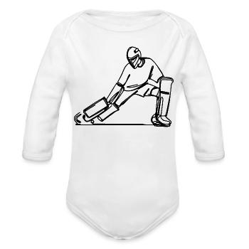 Field Hockey Goalkeeper - Organic Long Sleeve Baby Bodysuit - white - Front
