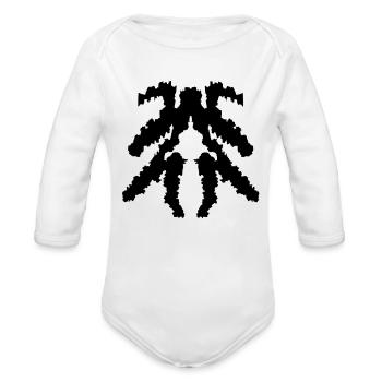 Fractal Dendrite Glyph - Organic Long Sleeve Baby Bodysuit - white - Front