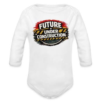 Future Under Construction - Organic Long Sleeve Baby Bodysuit - white - Front