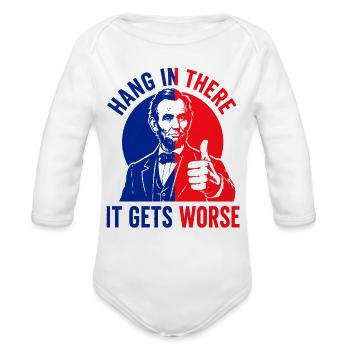 TwoTone Thumbs Up Satire - Organic Long Sleeve Baby Bodysuit - white - Front