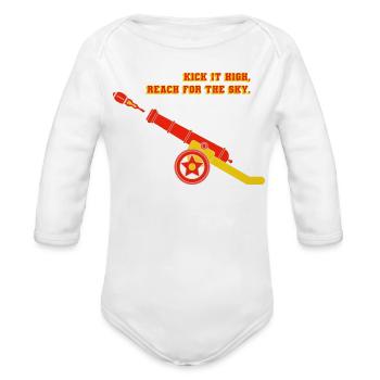 Football Cannon Kick It High Motivational Art - Organic Long Sleeve Baby Bodysuit - white - Front
