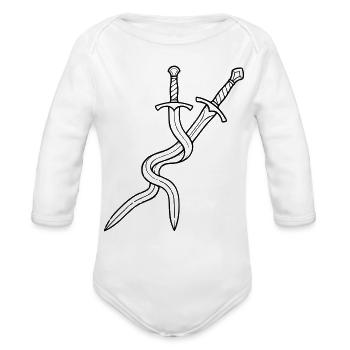 Crossed Swords Daggers Fantasy RPG Gamer - Organic Long Sleeve Baby Bodysuit - white - Front