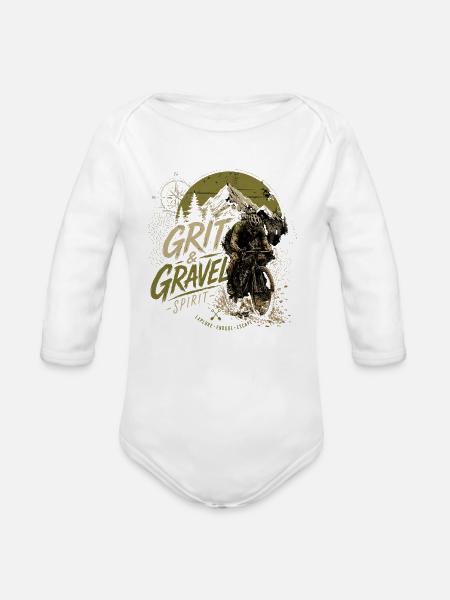 Grit & Gravel Spirit Gravel Cycling Shirt - Organic Long Sleeve Baby Bodysuit - white