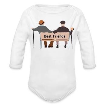 Best Friends Bench Duo - Organic Long Sleeve Baby Bodysuit - white - Front