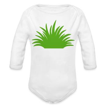 tuft of grass - Organic Long Sleeve Baby Bodysuit - white - Front