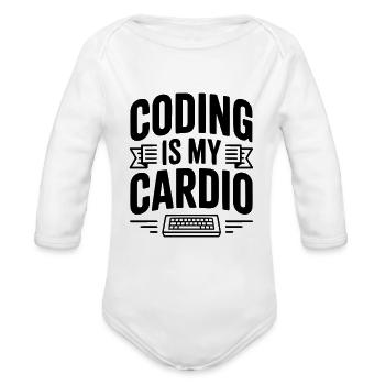 Coding Is My Cardio - Organic Long Sleeve Baby Bodysuit - white - Front