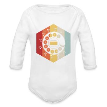 Rotary Dial Phone Rotary Phone - Organic Long Sleeve Baby Bodysuit - white - Front