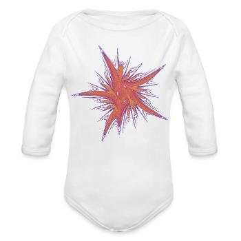 Cosmic Blossom – Fractal Art - Organic Long Sleeve Baby Bodysuit - white - Front