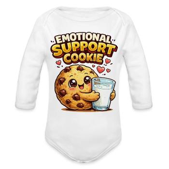 Emotional Support Cookie - Organic Long Sleeve Baby Bodysuit - white - Front