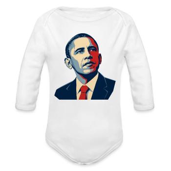 Patriotic president Obama's pop Portrait - Organic Long Sleeve Baby Bodysuit - white - Front
