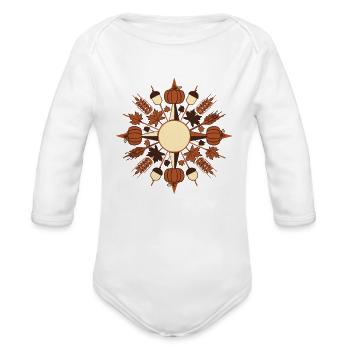 Radial Pumpkin Harvest - Organic Long Sleeve Baby Bodysuit - white - Front