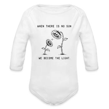 We Become The Light Sunflower - Organic Long Sleeve Baby Bodysuit - white - Front