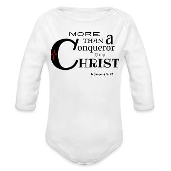 OVERCOMER - Organic Long Sleeve Baby Bodysuit - white - Front