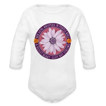 Purple Daisy Soul Circles - Organic Long Sleeve Baby Bodysuit - white - Front