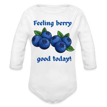 funny blueberry Retro fruit blue blueberry  - Organic Long Sleeve Baby Bodysuit - white - Front