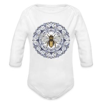 Mandala de l’Abeille Dorée - Cache-couche à manches longues bio - blanc - Devant