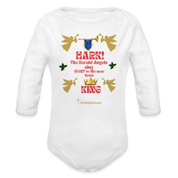 Christmas collection Hark the Heral angels sing 🎶 - Organic Long Sleeve Baby Bodysuit - white - Front