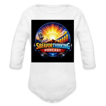 Sbavor Thinking Podcast Logo - Organic Long Sleeve Baby Bodysuit - white - Front